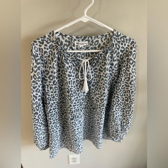 Emerson Fry India Collection Bardot Top - Charcoal Leopard - Size Medium - Picture 6 of 12